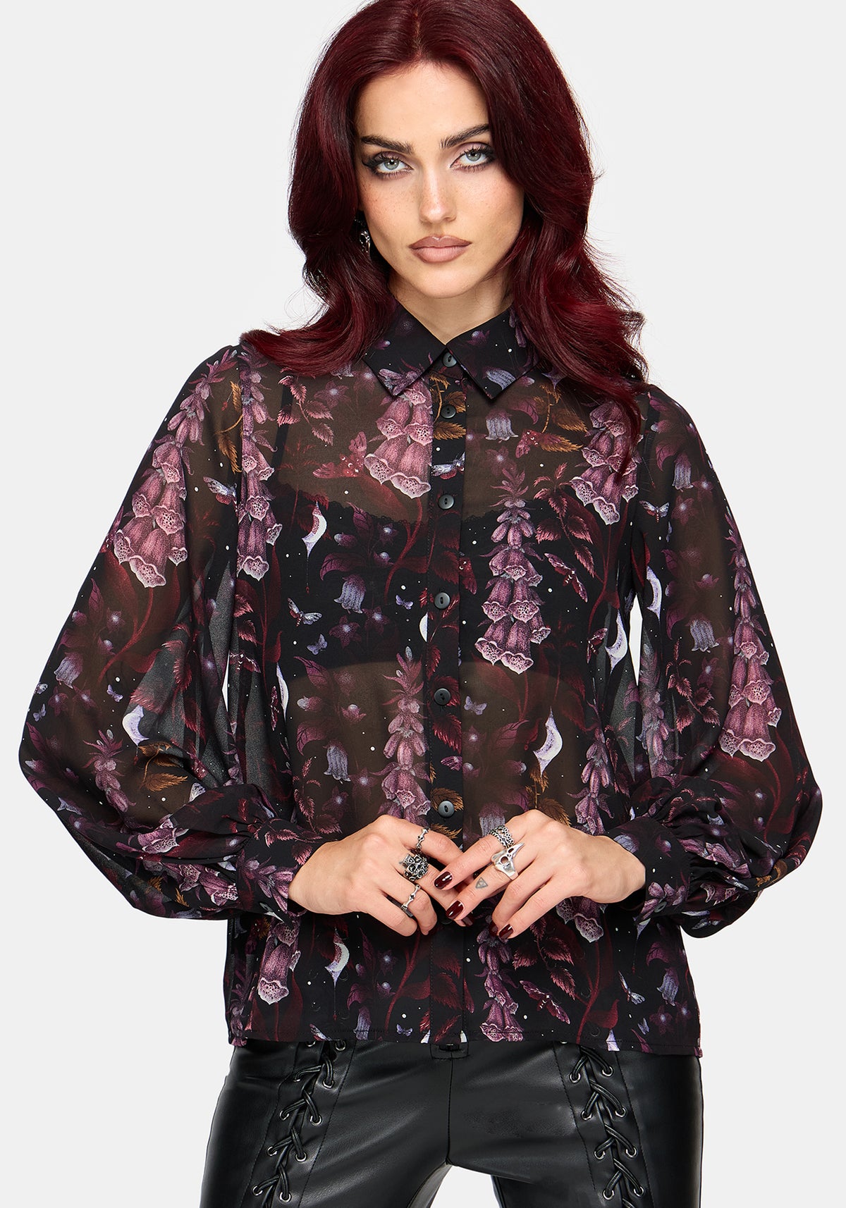 Foxglove Print Chiffon Shirt