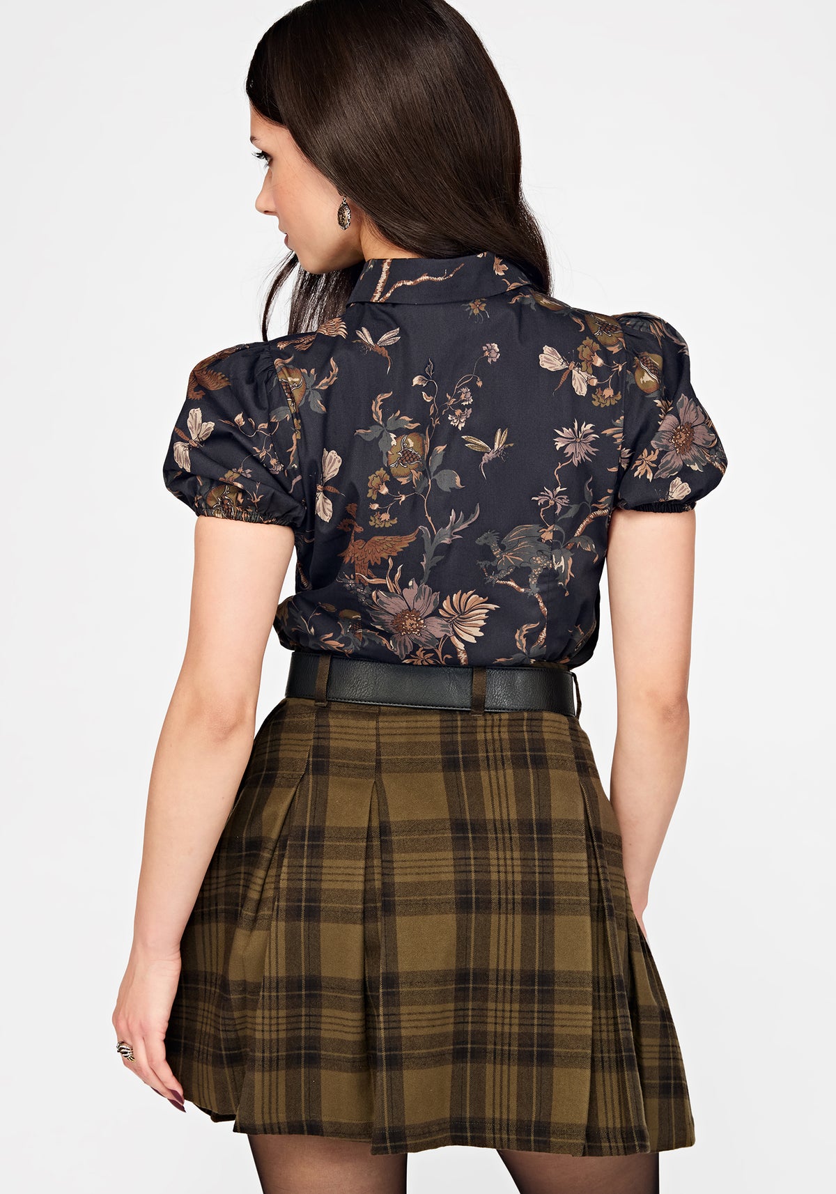 Poison Eden Printed Short Sleeve Blouse - Midnight