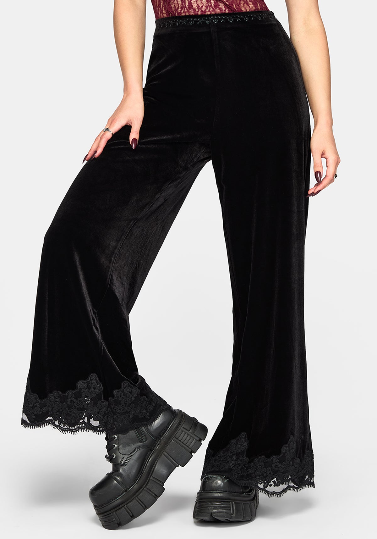 Velis Velours Weites Bein Hose
