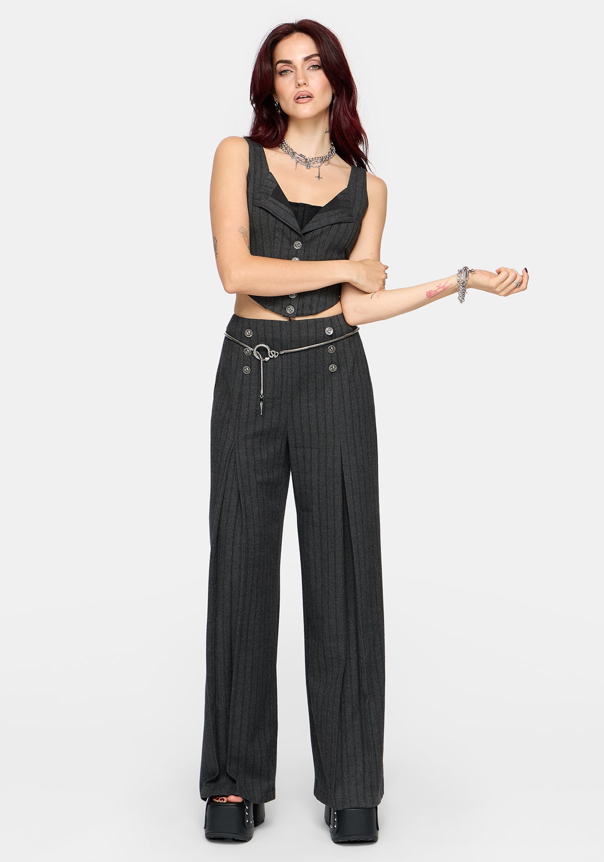 Blair Nadelstreifen Hoher Bund Tailored Hose