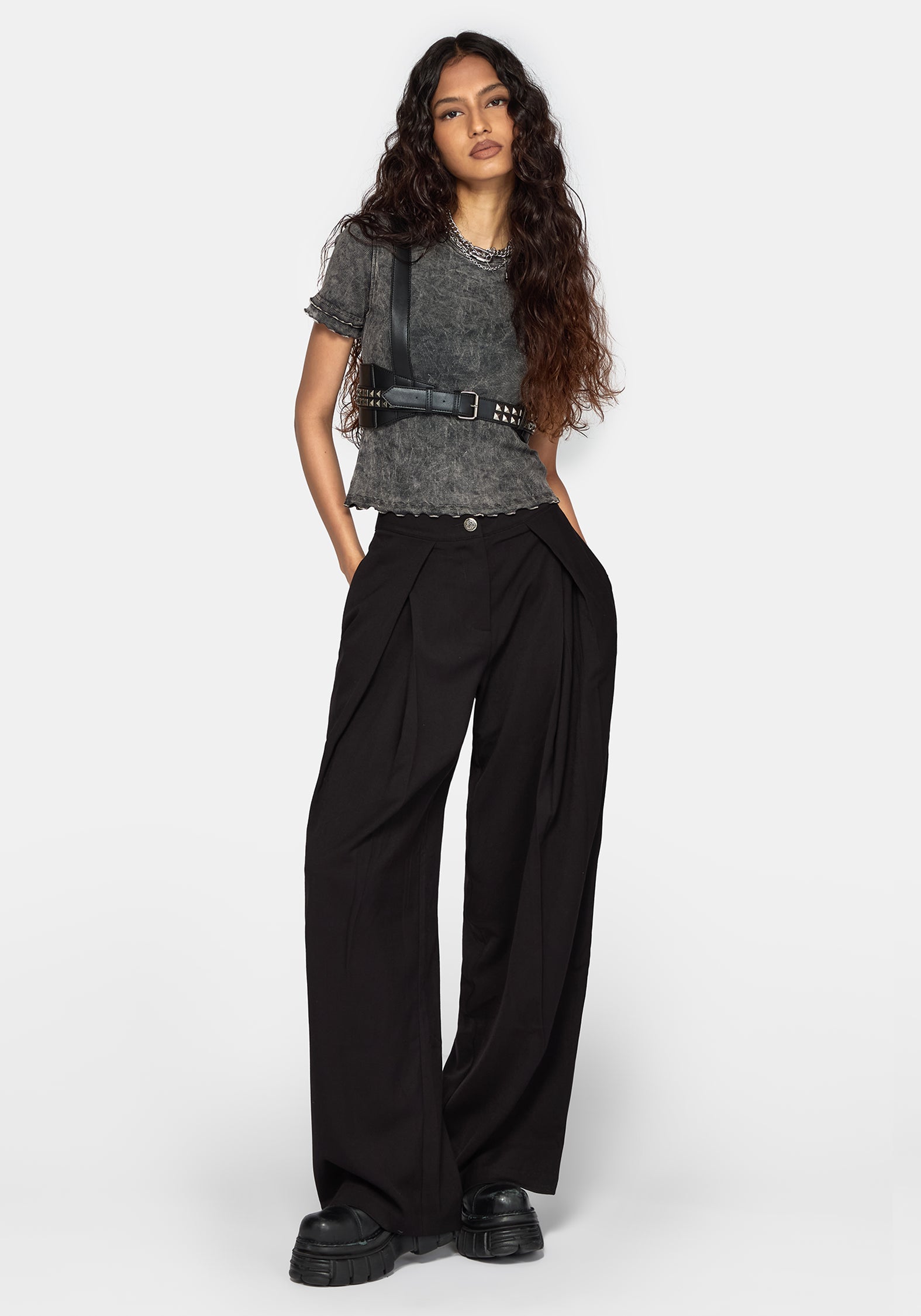 Devin Pleated Palazzo Trouser