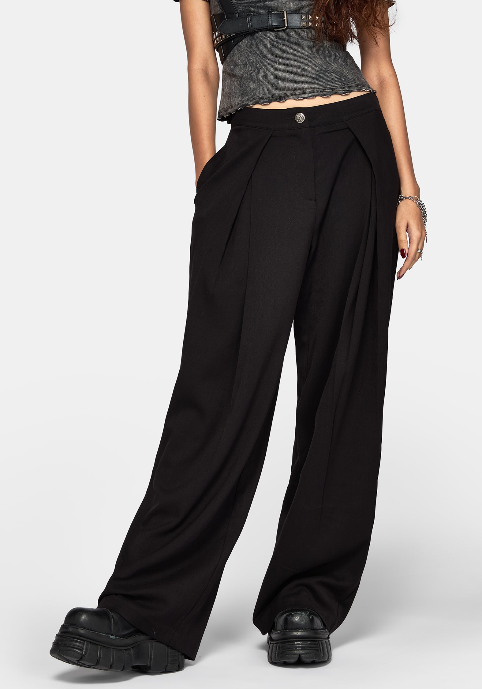 Devin Pleated Palazzo Trouser