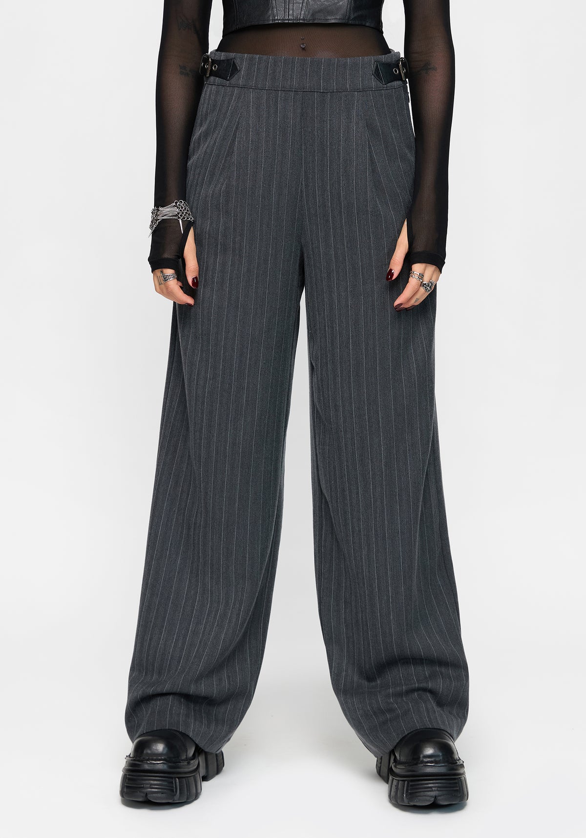 Nightingale Nadelstreifen Weites Bein Hose