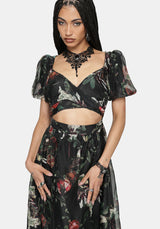 Anara Fruit Print Twist Front Midaxi Dress
