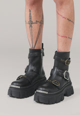 Grunora Buckled Leather Biker Boots