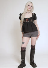 Genevra Bestickt Babydoll Top