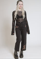 Poison Eden Bestickt Denim Culotte
