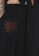Mireth Embroidered Wrap Front Midi Dress