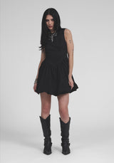 Ailis Ballon Saum Bestickt Mini Kleid