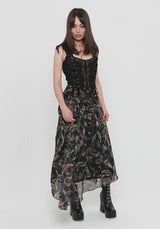 Dionaea Flytrap Print Asymmetric Midaxi Skirt