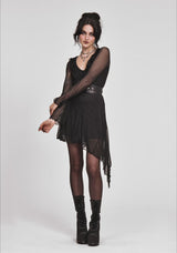 Sabriel Flöte Ärmel Mini Kleid