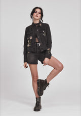 Faela Fee Bestickt Abgenutzt Denim Jacke