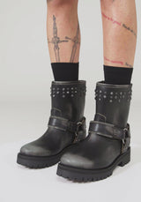 Devlin Leather Studded Biker Boots