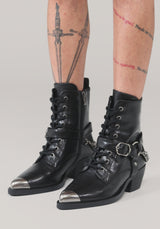 Wespair Leather Toe Cap Chain Boots