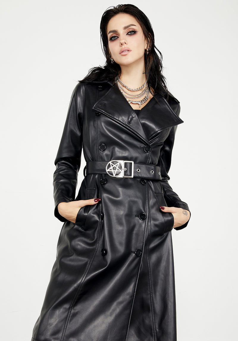 Poison Kunstleder Leder Trench Mantel