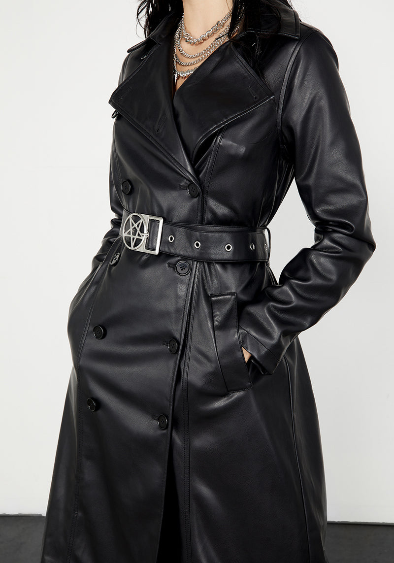 Poison Kunstleder Leder Trench Mantel