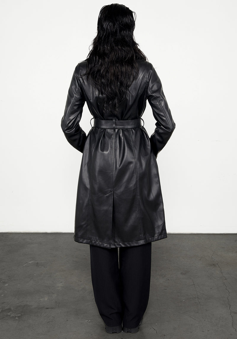 Poison Kunstleder Leder Trench Mantel