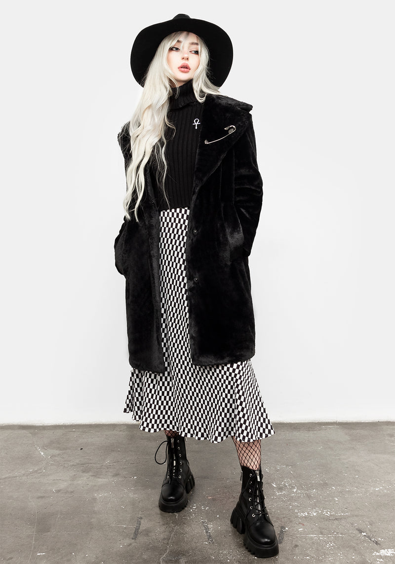 Creature Oversize Pelz Mantel - Schwarz