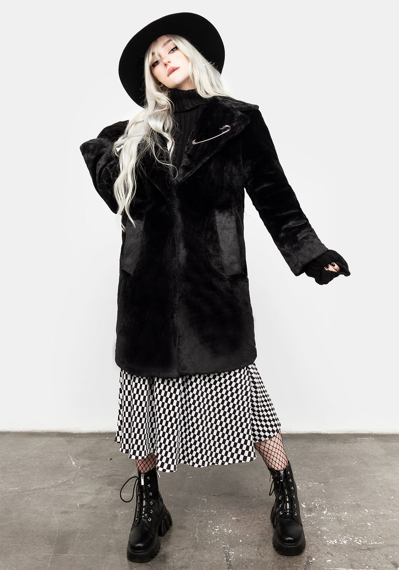 Creature Oversize Pelz Mantel - Schwarz