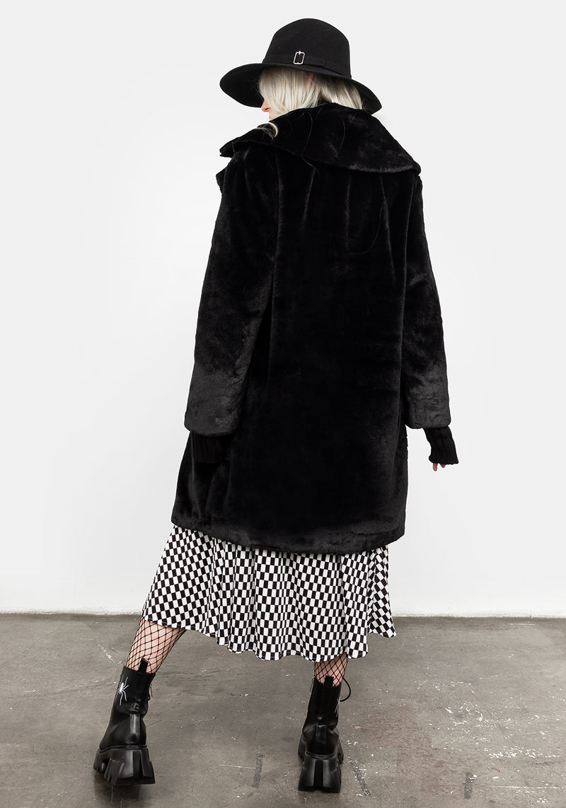 Creature Oversize Pelz Mantel - Schwarz