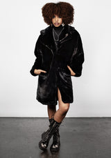 Creature Oversize Pelz Mantel - Schwarz