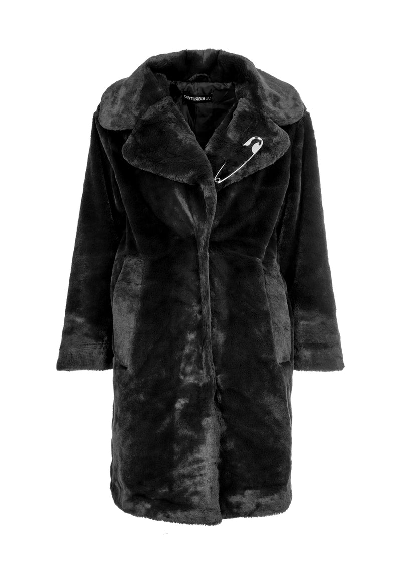 Creature Oversize Pelz Mantel - Schwarz