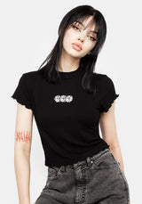 666 Rüschenkante Edge Ribbed Kurz Top