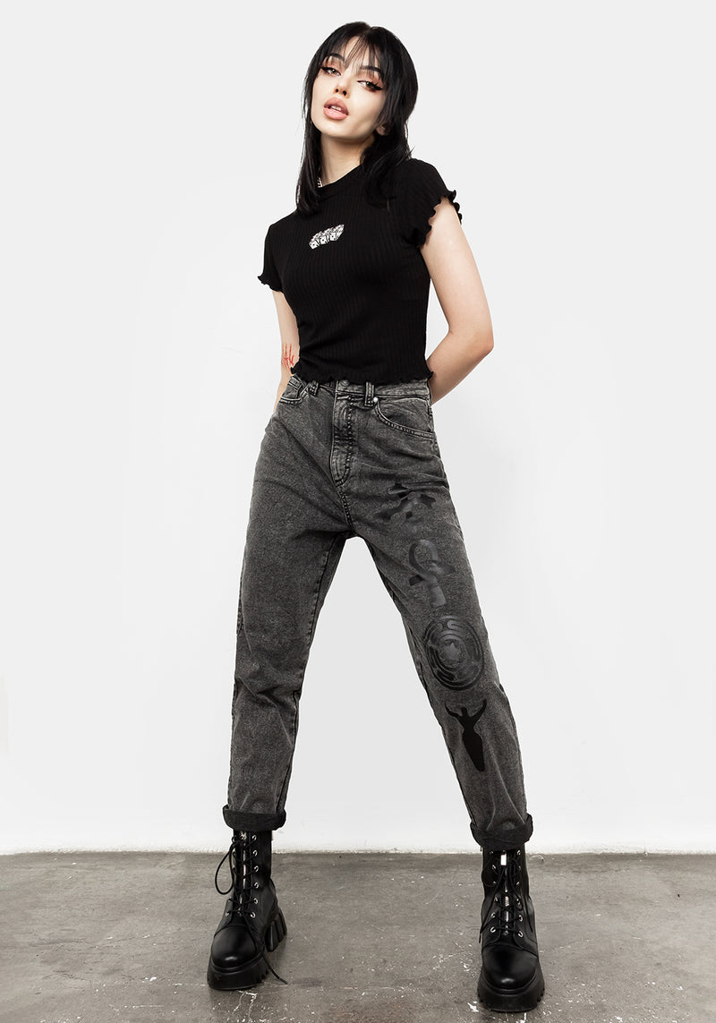 666 Rüschenkante Edge Ribbed Kurz Top
