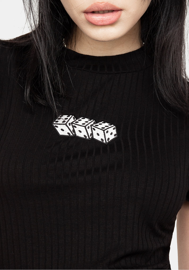 666 Rüschenkante Edge Ribbed Kurz Top