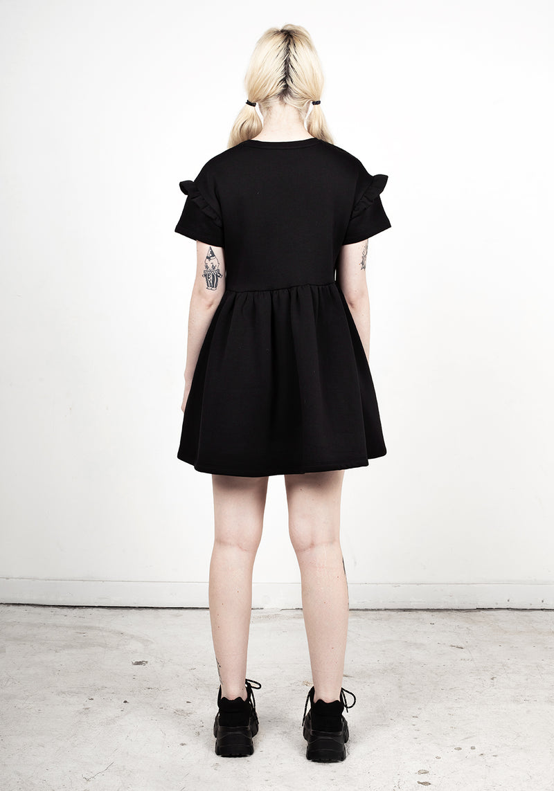 Power Rüsche Ärmel Skater Kleid