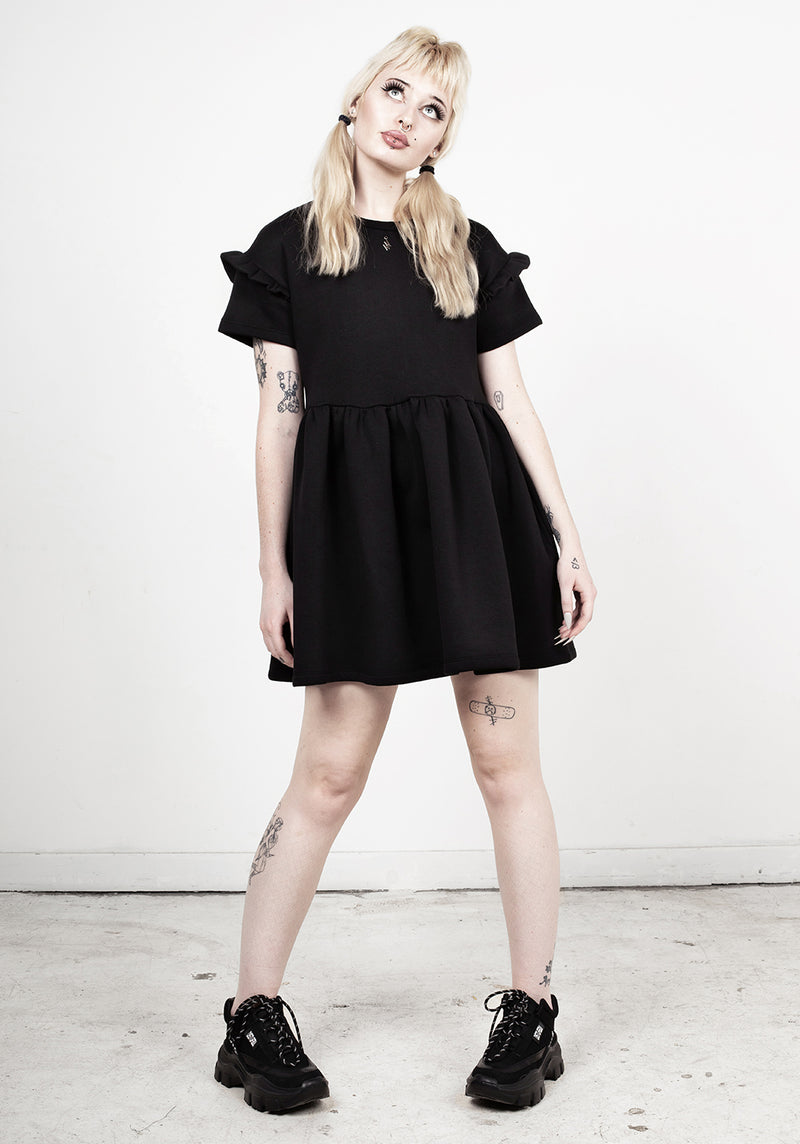 Power Rüsche Ärmel Skater Kleid