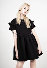 Power Rüsche Ärmel Skater Kleid
