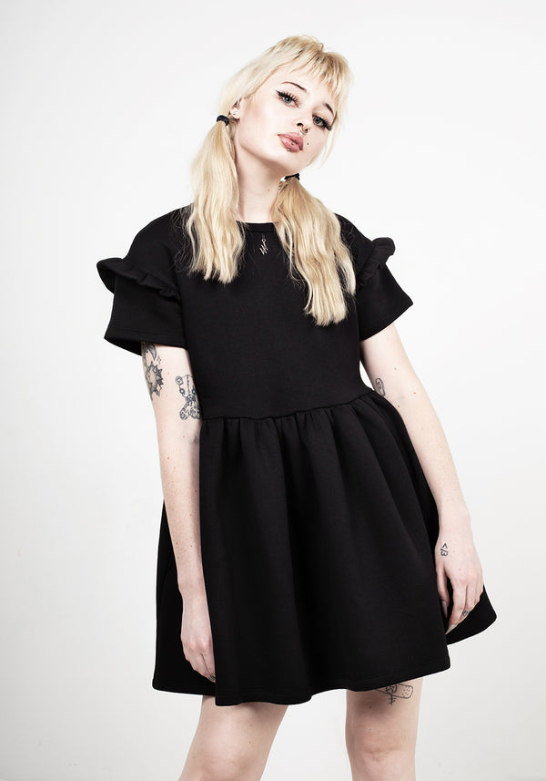 Power Rüsche Ärmel Skater Kleid