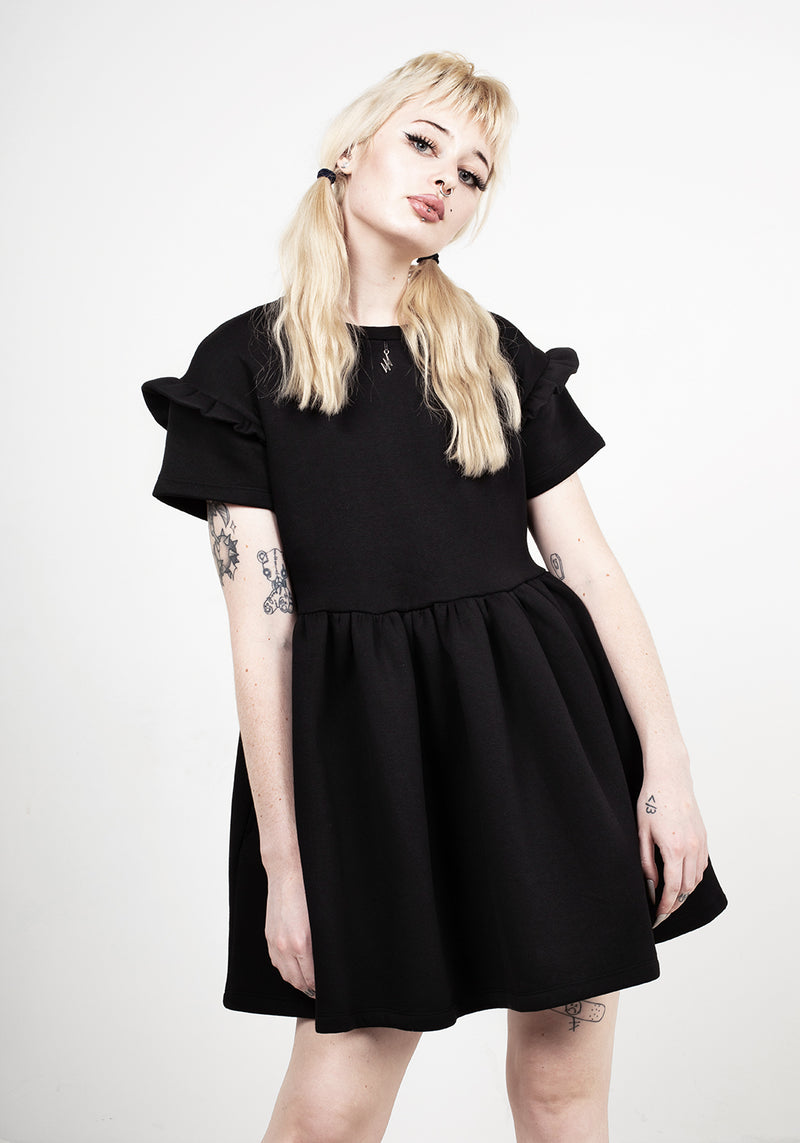 Power Rüsche Ärmel Skater Kleid