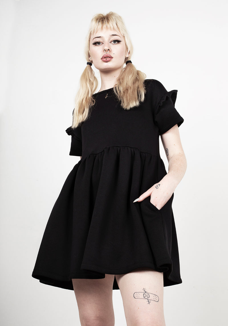 Power Rüsche Ärmel Skater Kleid