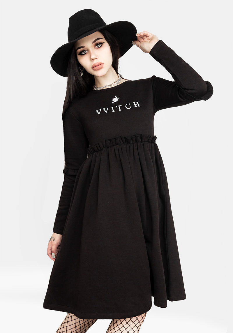 Vvitch Rüsche Midi Skater Kleid