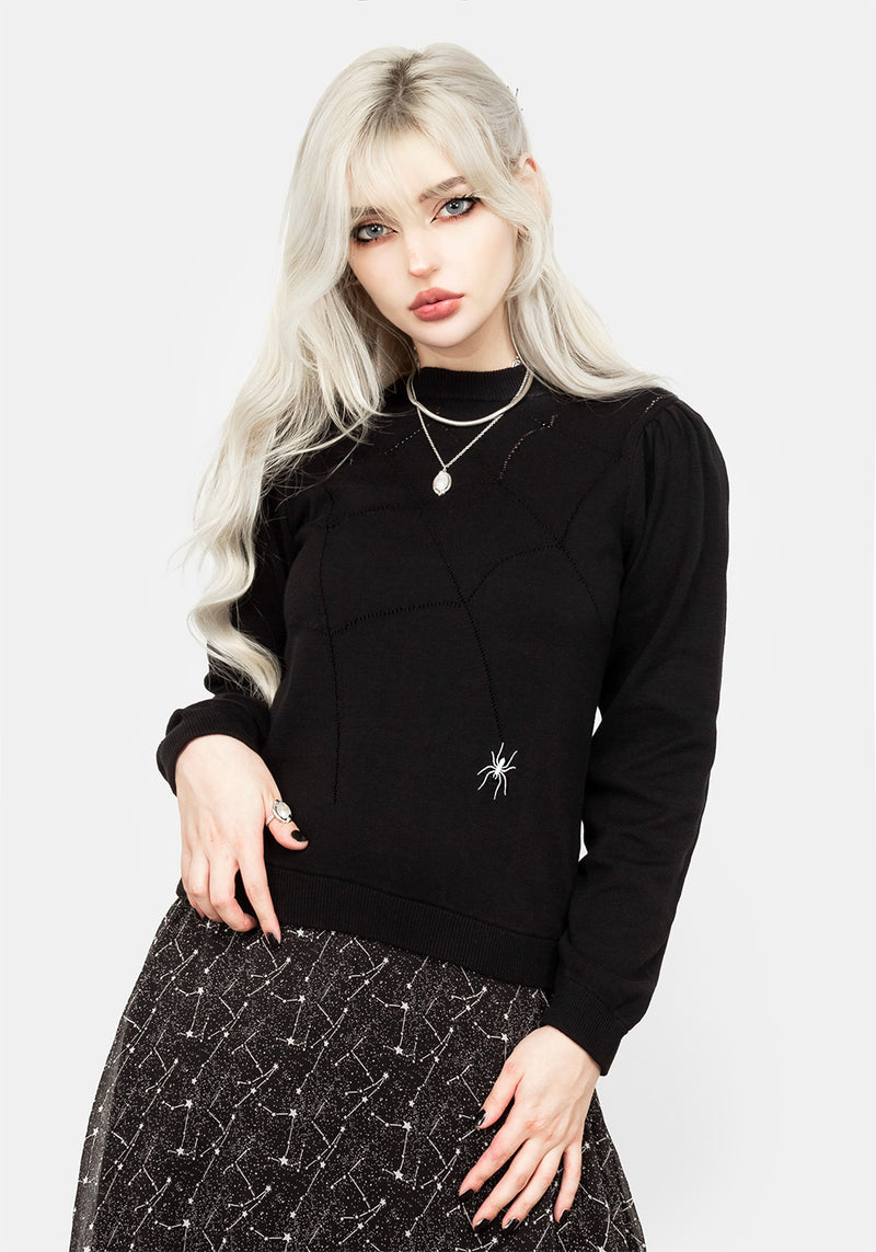 Lolth Puffärmel Ärmel Kurz Pointelle Pullover