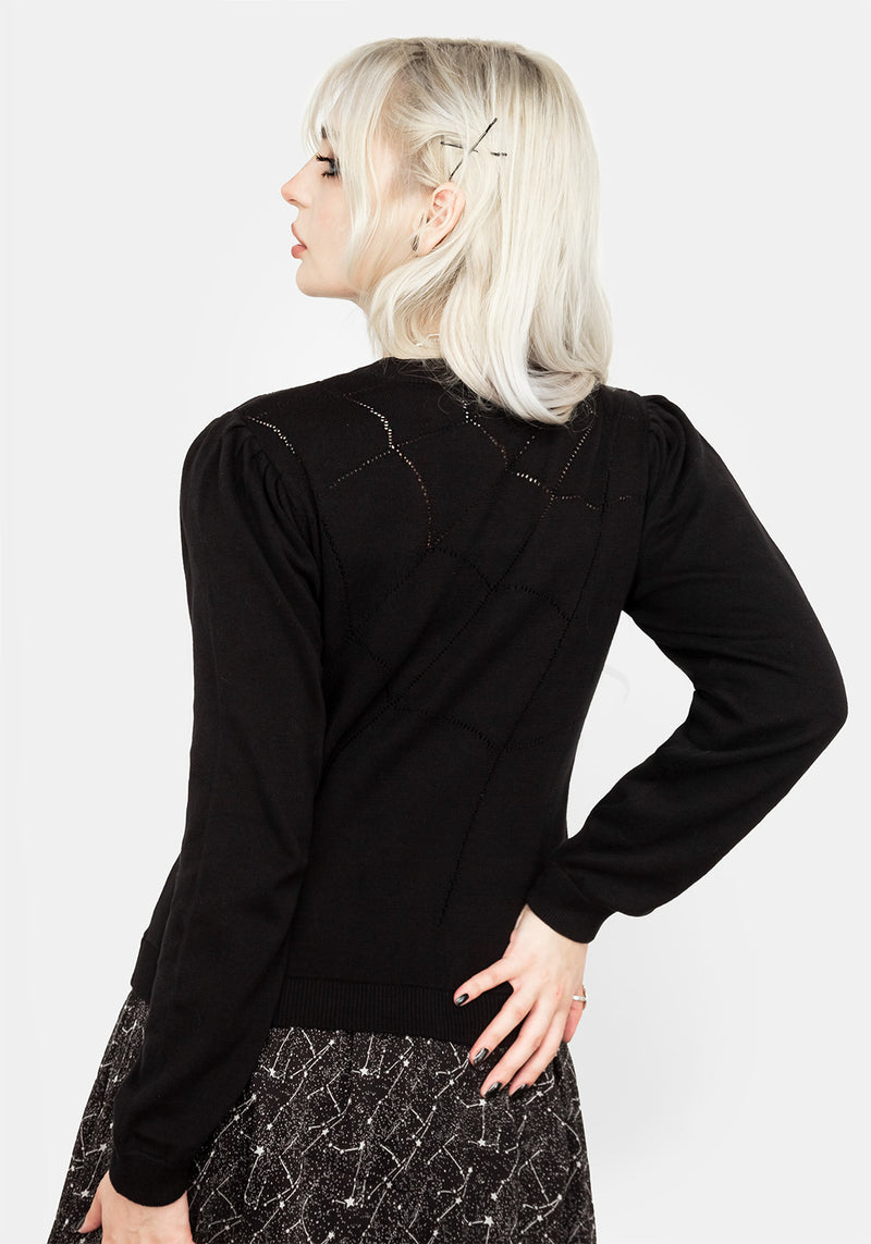 Lolth Puffärmel Ärmel Kurz Pointelle Pullover