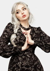 Poisonous Pflanze Puffärmel Ärmel Midi Kleid