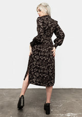 Poisonous Pflanze Puffärmel Ärmel Midi Kleid