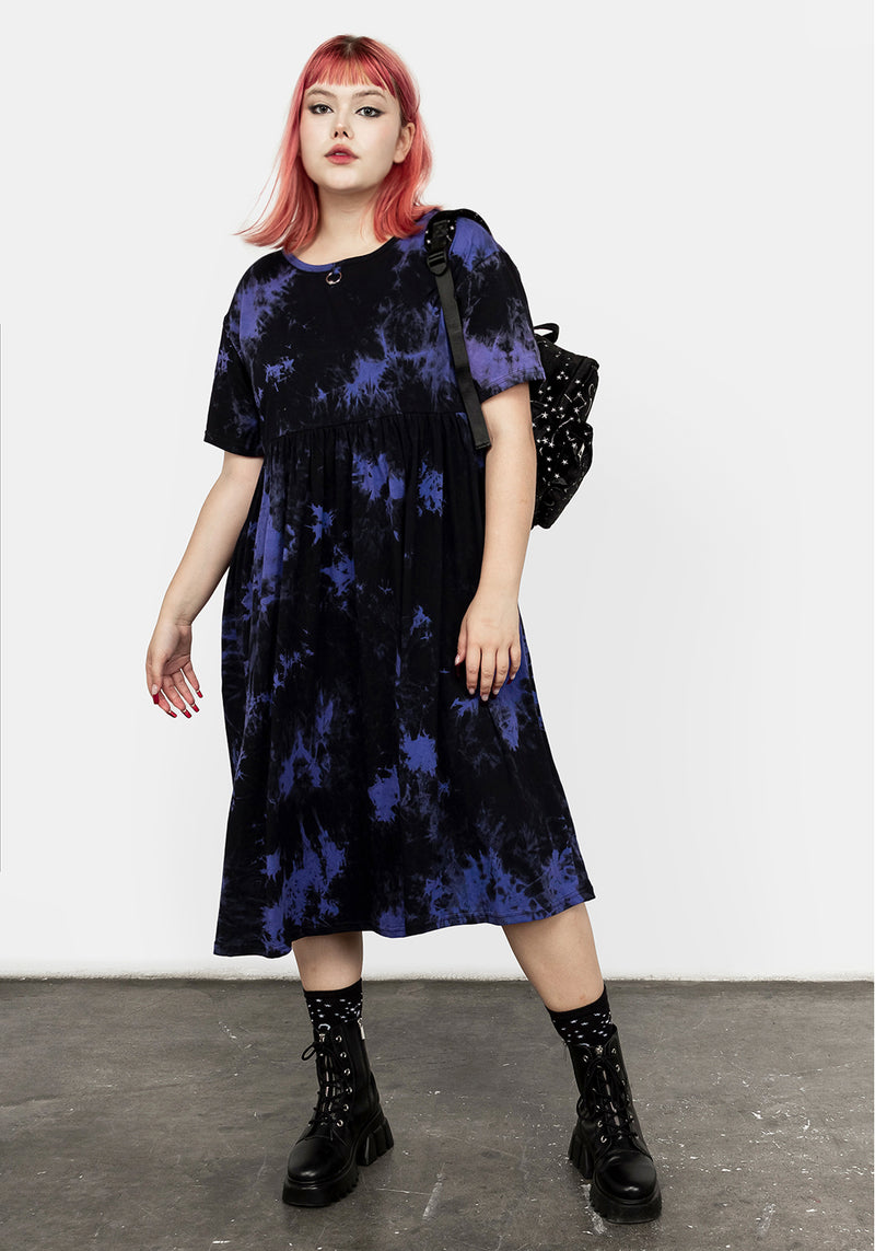 Lila Nebel Midi Skater Kleid