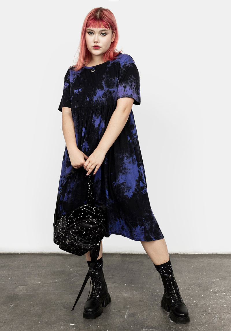 Lila Nebel Midi Skater Kleid