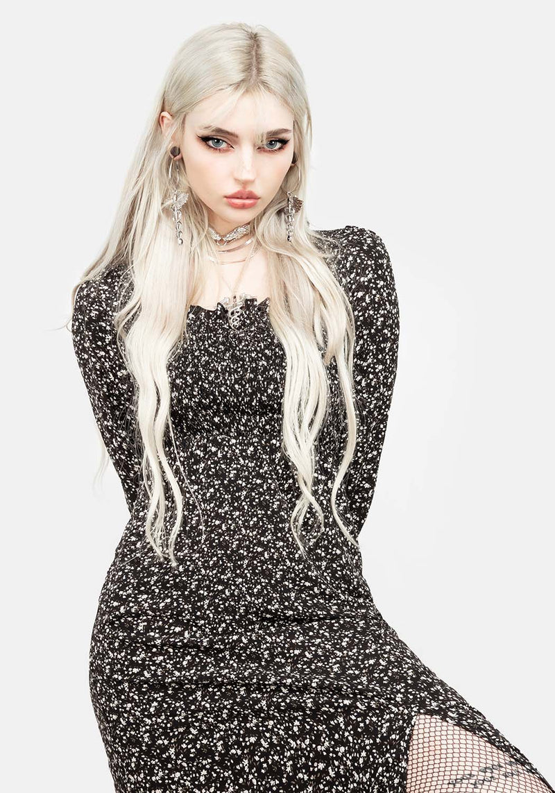 Milkweed Gerafft Midi Kleid