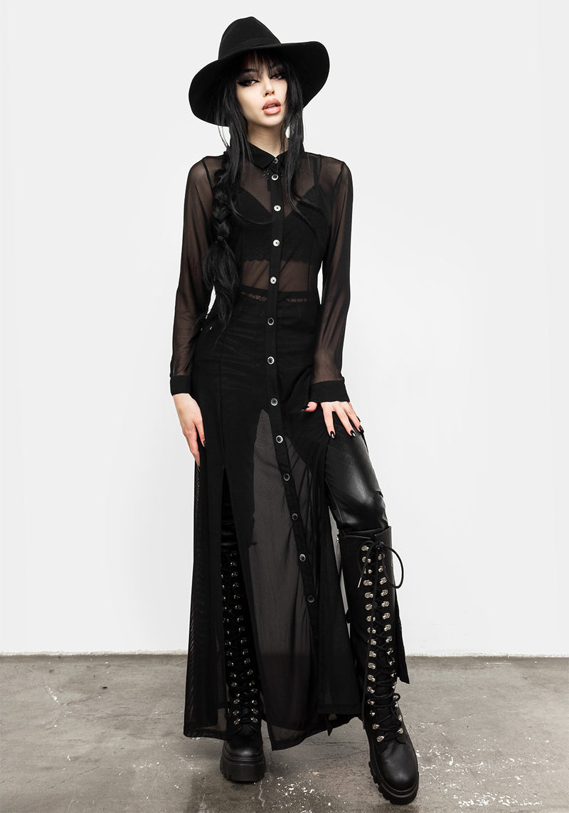 Divination Mesh Maxi Hemd Kleid