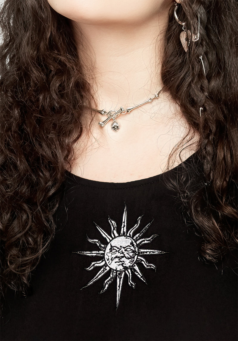 Priesterin Bestickt Rüsche Kleid