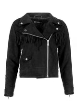 Cherilyn Kunst- Leder Fringed Jacke
