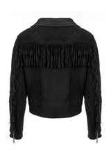 Cherilyn Kunst- Leder Fringed Jacke