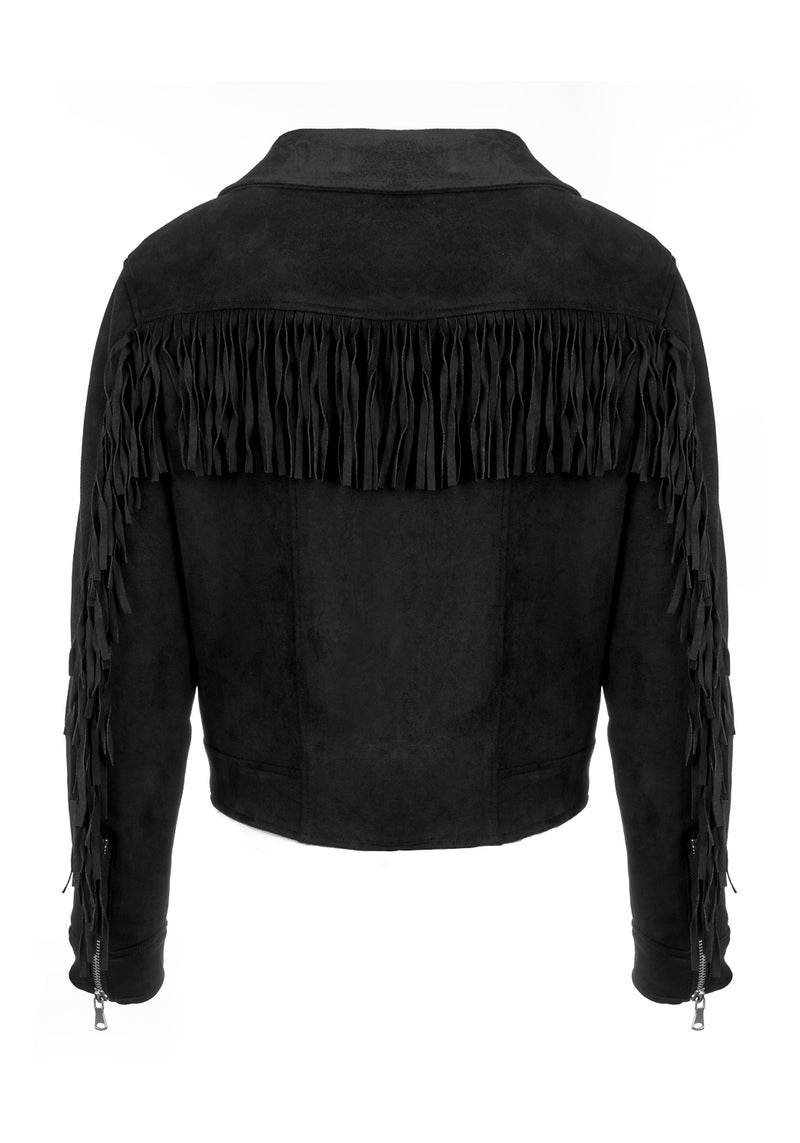 Cherilyn Kunst- Leder Fringed Jacke