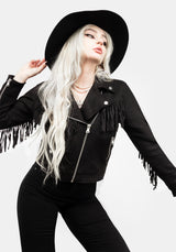 Cherilyn Kunst- Leder Fringed Jacke
