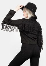 Cherilyn Kunst- Leder Fringed Jacke